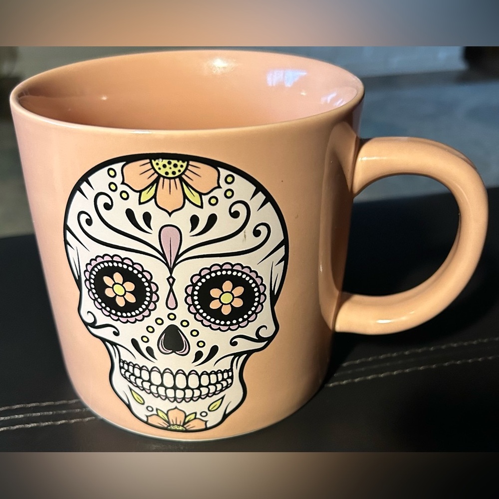 Large Sugar Skull Peach Mug